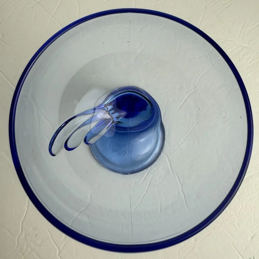 Bormioli Rocco Jerba Blue Wine Martini Glass  w/ wing Made in  Italy